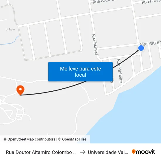 Rua Doutor Altamiro Colombo Ribeiro, 530 | Ponto De Retorno Do Floresta to Universidade Vale Do Rio Doce - Campus II map