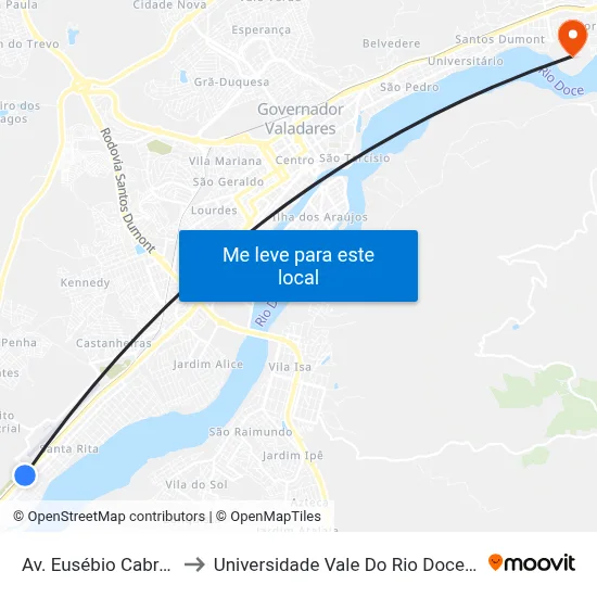 Av. Eusébio Cabral, 6023 to Universidade Vale Do Rio Doce - Campus II map