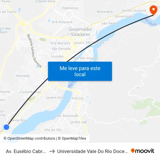 Av. Eusébio Cabral, 6020 to Universidade Vale Do Rio Doce - Campus II map