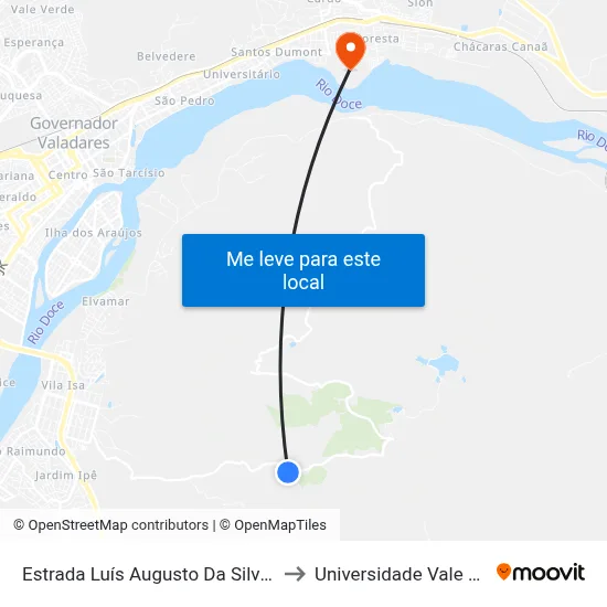 Estrada Luís Augusto Da Silva, Km 4 Oeste | Sítio Dos Vigilatos to Universidade Vale Do Rio Doce - Campus II map