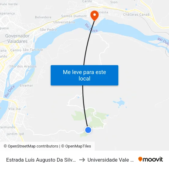 Estrada Luís Augusto Da Silva, Km 4,7 Leste | Refúgio Da Serra to Universidade Vale Do Rio Doce - Campus II map