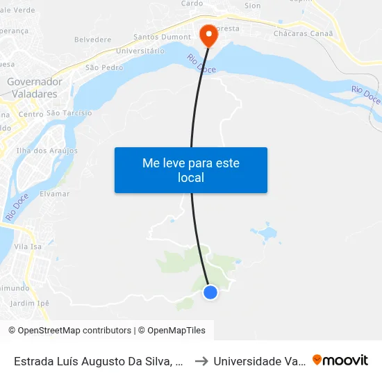 Estrada Luís Augusto Da Silva, Km 5,2 Leste | Mosteiro Dos Monges Beneditinos to Universidade Vale Do Rio Doce - Campus II map