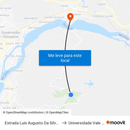 Estrada Luís Augusto Da Silva, Km 6,9 Oeste | Casa Do Papai Noel to Universidade Vale Do Rio Doce - Campus II map