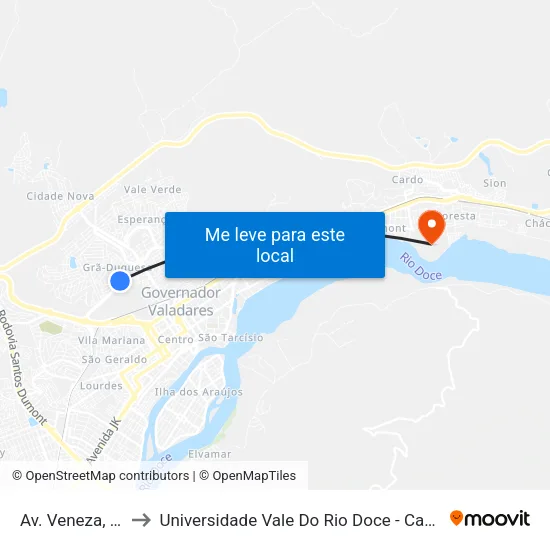 Av. Veneza, 534 to Universidade Vale Do Rio Doce - Campus II map