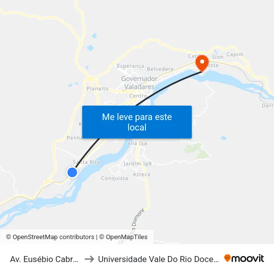 Av. Eusébio Cabral, 6380 to Universidade Vale Do Rio Doce - Campus II map