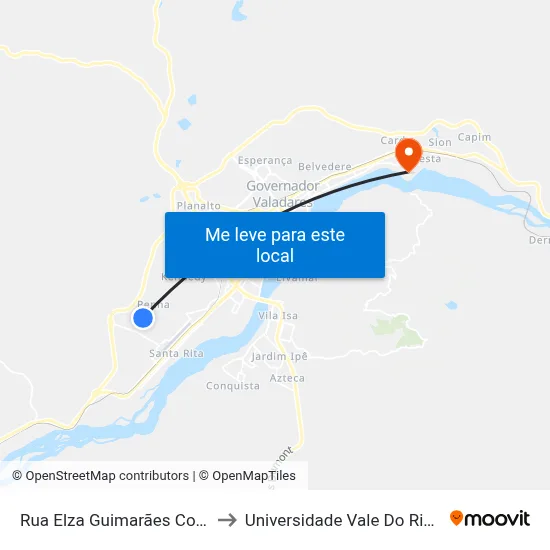 Rua Elza Guimarães Com Rua Nely Vieira to Universidade Vale Do Rio Doce - Campus II map