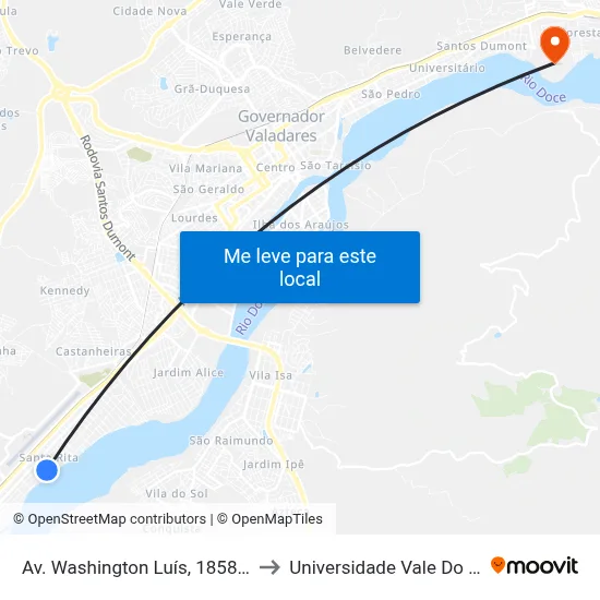 Av. Washington Luís, 1858 | Creche Gente Inocente to Universidade Vale Do Rio Doce - Campus II map