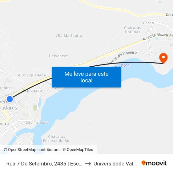 Rua 7 De Setembro, 2435 | Escola Estadual Pedro Joaquim Nascimento to Universidade Vale Do Rio Doce - Campus II map
