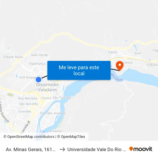 Av. Minas Gerais, 1610 | Coelho Diniz to Universidade Vale Do Rio Doce - Campus II map