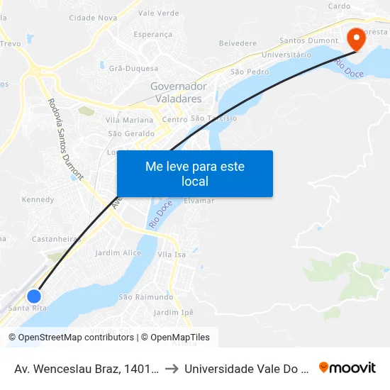 Av. Wenceslau Braz, 1401 | Padaria Pão Da Hora to Universidade Vale Do Rio Doce - Campus II map