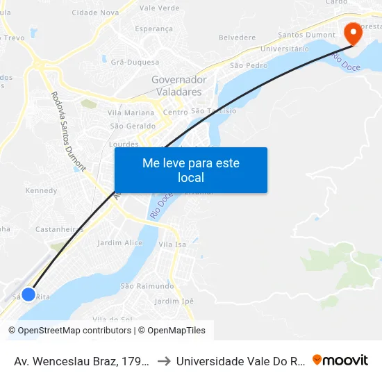 Av. Wenceslau Braz, 1791 | Auto Escola Atual to Universidade Vale Do Rio Doce - Campus II map