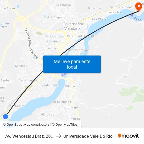 Av. Wenceslau Braz, 2839 | Padaria Leal to Universidade Vale Do Rio Doce - Campus II map