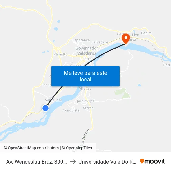 Av. Wenceslau Braz, 3001 Com Rua Aimorés to Universidade Vale Do Rio Doce - Campus II map
