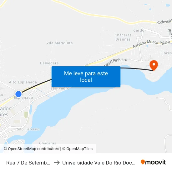 Rua 7 De Setembro, 1793 to Universidade Vale Do Rio Doce - Campus II map