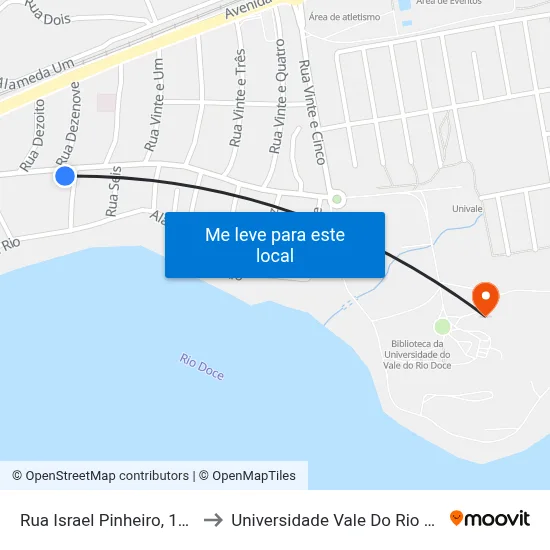 Rua Israel Pinheiro, 1316 | Partenon to Universidade Vale Do Rio Doce - Campus II map