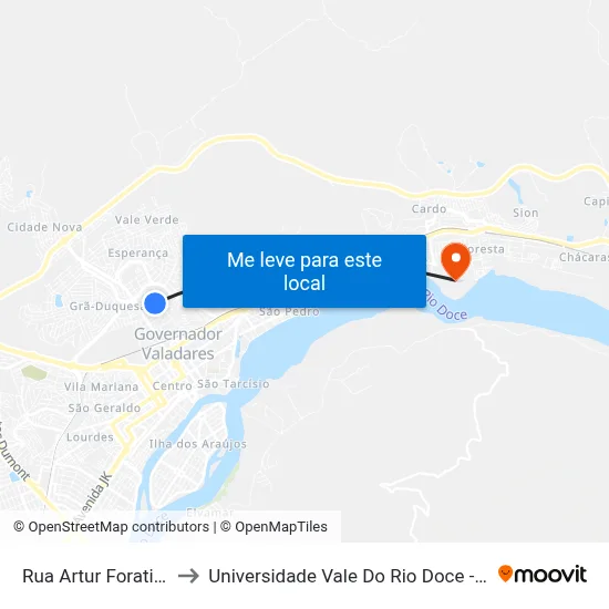 Rua Artur Foratini, 269 to Universidade Vale Do Rio Doce - Campus II map