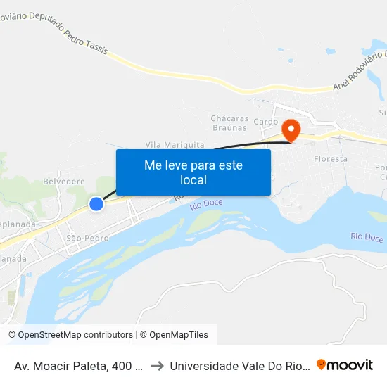 Av. Moacir Paleta, 400 | Passarela to Universidade Vale Do Rio Doce - Ceu map