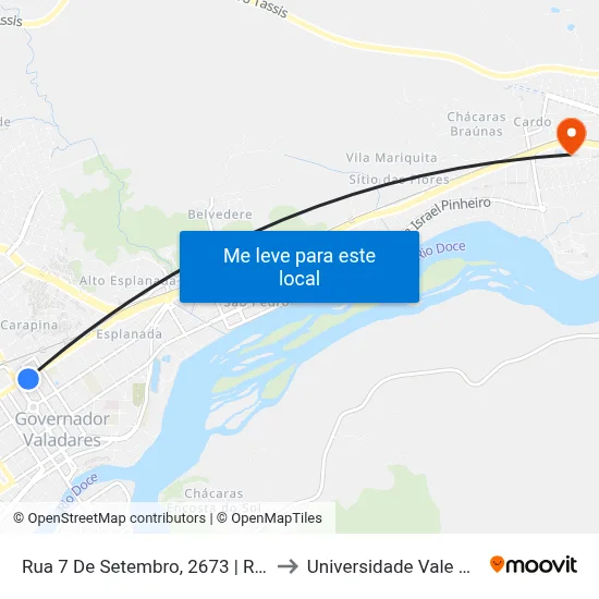 Rua 7 De Setembro, 2673 | Restaurante Mala E Cuia to Universidade Vale Do Rio Doce - Ceu map