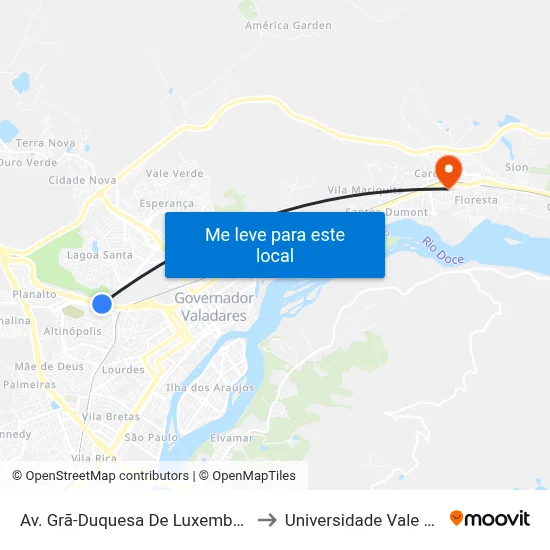 Av. Grã-Duquesa De Luxemburgo, 4497 | Coelho Diniz to Universidade Vale Do Rio Doce - Ceu map