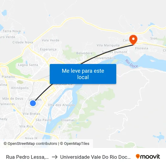 Rua Pedro Lessa, 854 to Universidade Vale Do Rio Doce - Ceu map