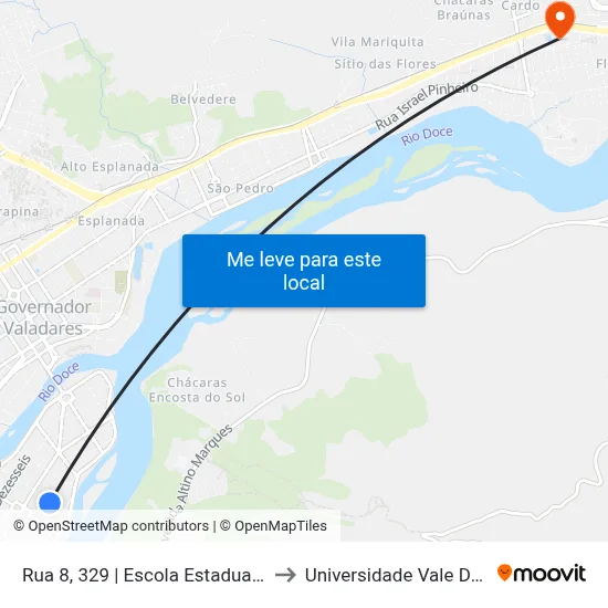 Rua 8, 329 | Escola Estadual Nacle Miguel Habib to Universidade Vale Do Rio Doce - Ceu map