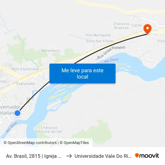 Av. Brasil, 2815 | Igreja Presbiteriana to Universidade Vale Do Rio Doce - Ceu map