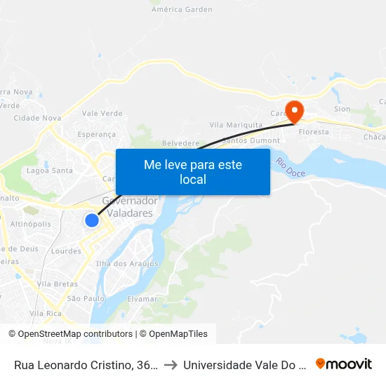 Rua Leonardo Cristino, 3650 | Impertubos to Universidade Vale Do Rio Doce - Ceu map