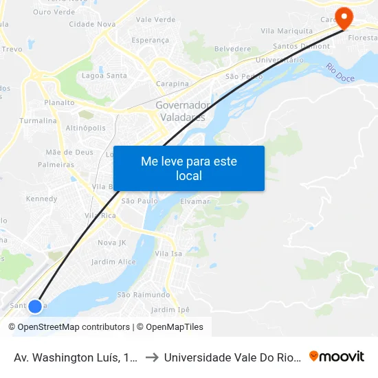 Av. Washington Luís, 1625 | Saae to Universidade Vale Do Rio Doce - Ceu map
