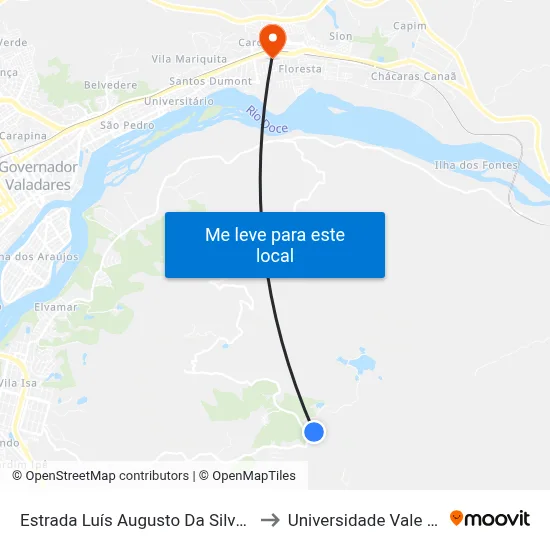 Estrada Luís Augusto Da Silva, Km 6 Oeste | Hotel Grão to Universidade Vale Do Rio Doce - Ceu map