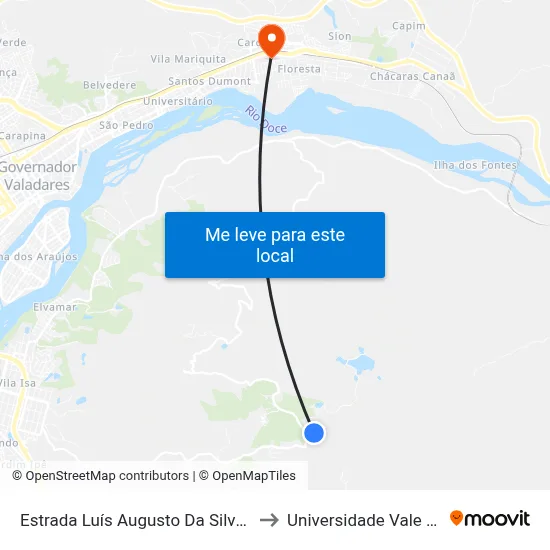 Estrada Luís Augusto Da Silva, Km 6 Leste | Hotel Grão to Universidade Vale Do Rio Doce - Ceu map