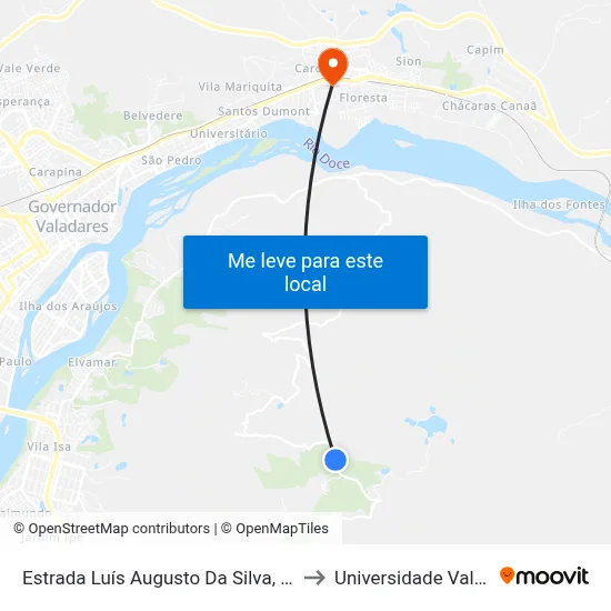 Estrada Luís Augusto Da Silva, Km 7,1 Leste | Pousada Da Serra to Universidade Vale Do Rio Doce - Ceu map