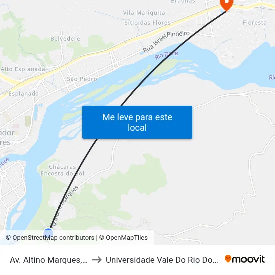 Av. Altino Marques, 1505 to Universidade Vale Do Rio Doce - Ceu map