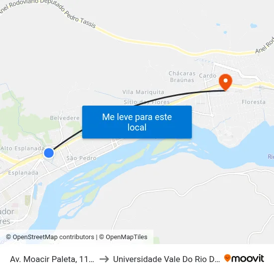 Av. Moacir Paleta, 1177 | Bnh to Universidade Vale Do Rio Doce - Ceu map