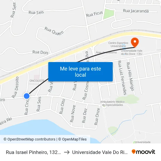 Rua Israel Pinheiro, 1325 | Partenon to Universidade Vale Do Rio Doce - Ceu map