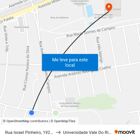 Rua Israel Pinheiro, 1920 | Arapucas to Universidade Vale Do Rio Doce - Ceu map