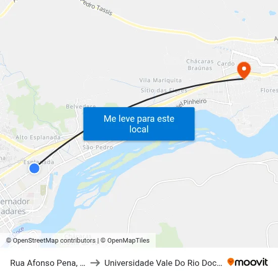 Rua Afonso Pena, 1916 to Universidade Vale Do Rio Doce - Ceu map