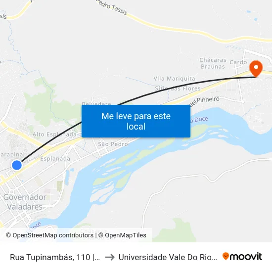 Rua Tupinambás, 110 | Passarela to Universidade Vale Do Rio Doce - Ceu map