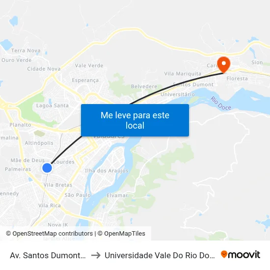 Av. Santos Dumont, 1799 to Universidade Vale Do Rio Doce - Ceu map