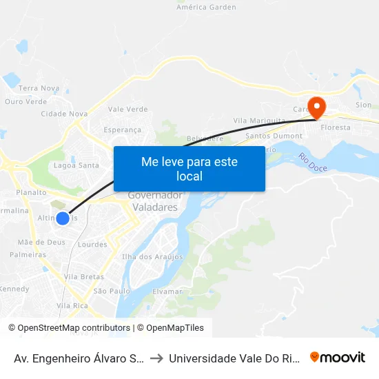 Av. Engenheiro Álvaro Siqueira, 140 to Universidade Vale Do Rio Doce - Ceu map