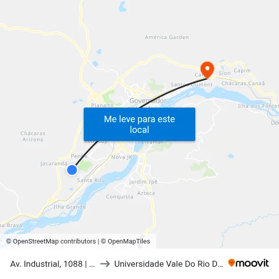 Av. Industrial, 1088 | Corbras to Universidade Vale Do Rio Doce - Ceu map