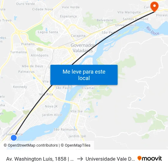 Av. Washington Luís, 1858 | Creche Gente Inocente to Universidade Vale Do Rio Doce - Ceu map