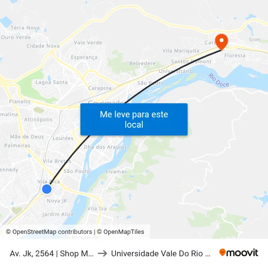 Av. Jk, 2564 | Shop Mercearia to Universidade Vale Do Rio Doce - Ceu map