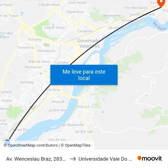 Av. Wenceslau Braz, 2839 | Padaria Leal to Universidade Vale Do Rio Doce - Ceu map