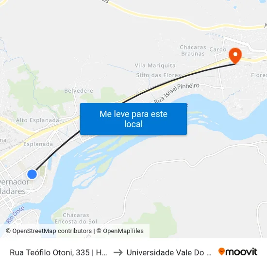 Rua Teófilo Otoni, 335 | Hospital Regional to Universidade Vale Do Rio Doce - Ceu map