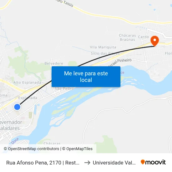 Rua Afonso Pena, 2170 | Restaurante Churrasquim De Minas to Universidade Vale Do Rio Doce - Ceu map
