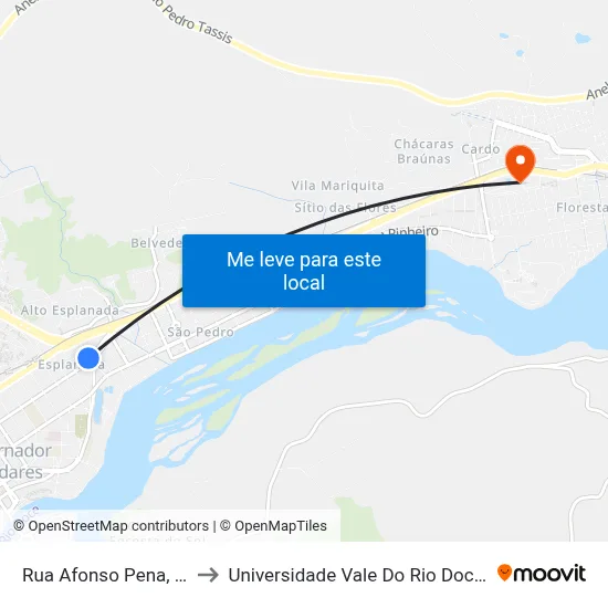 Rua Afonso Pena, 1616 to Universidade Vale Do Rio Doce - Ceu map