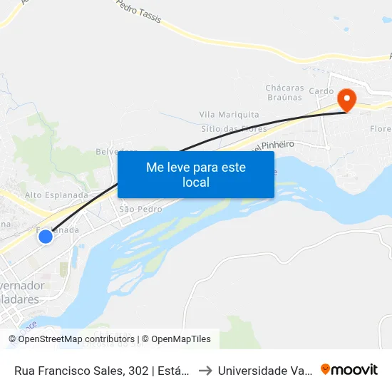 Rua Francisco Sales, 302 | Estádio Mamudão/Hospital São Vicente to Universidade Vale Do Rio Doce - Ceu map