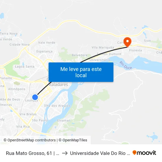 Rua Mato Grosso, 61 | Star Night to Universidade Vale Do Rio Doce - Ceu map