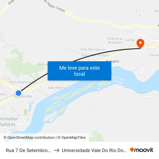 Rua 7 De Setembro, 1793 to Universidade Vale Do Rio Doce - Ceu map