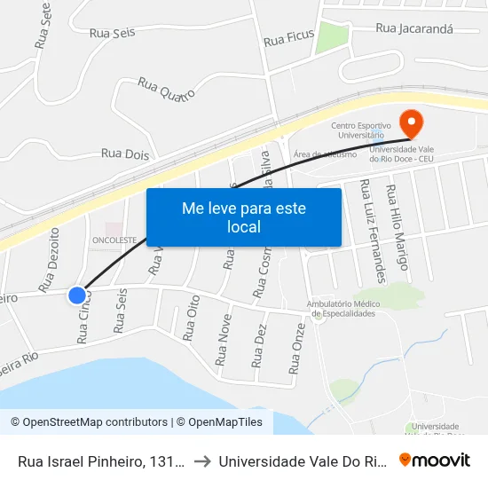 Rua Israel Pinheiro, 1316 | Partenon to Universidade Vale Do Rio Doce - Ceu map